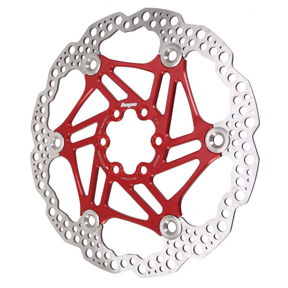 Rotor de freno de disco flotante Hope - 160 mm, 6 pernos, rojo