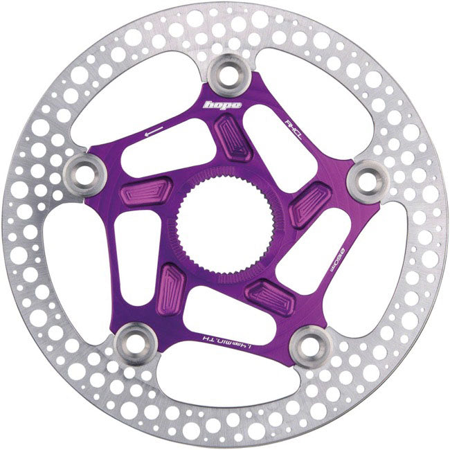 Rotor de disco Hope RX de 140 mm con bloqueo central, color morado