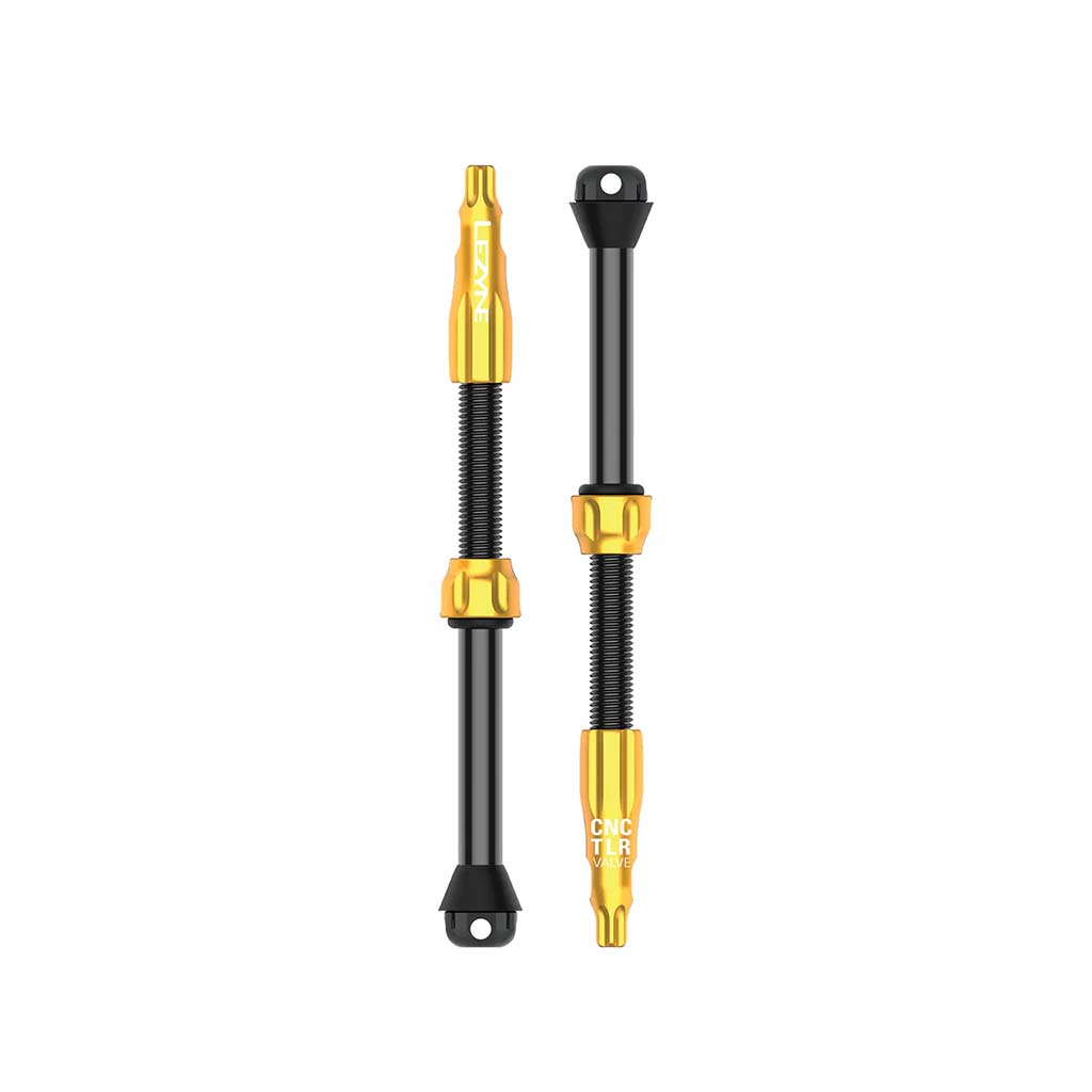 Par de válvulas sin cámara Lezyne CNC TLR Pro de 60 mm doradas