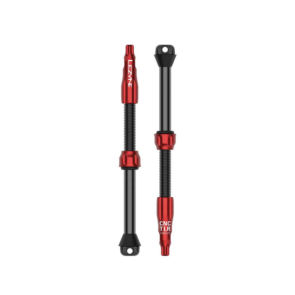 Par de válvulas tubeless Lezyne CNC TLR Pro de 80 mm, color rojo