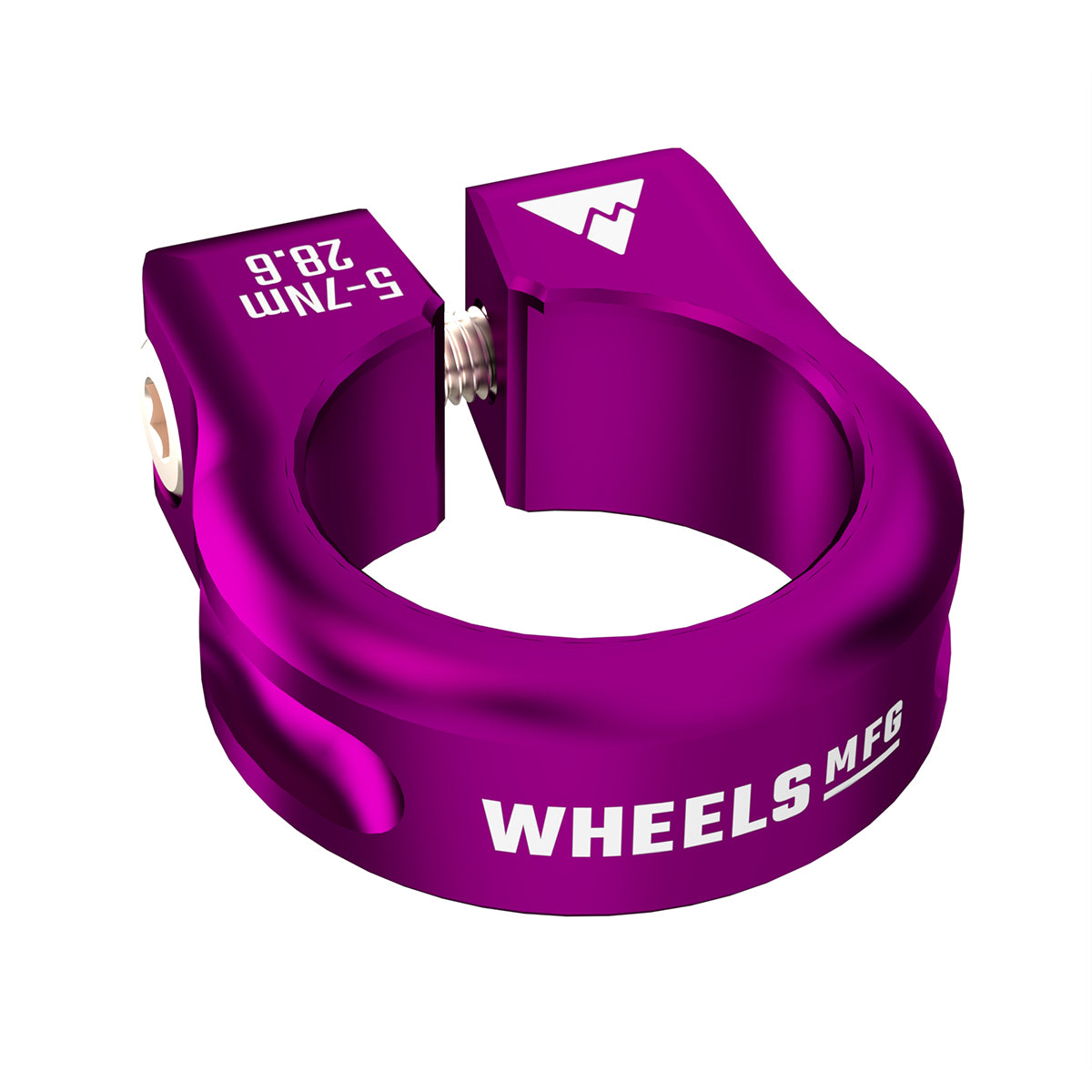 Abrazadera de tija de sillín atornillable Wheels Mfg de 28,6 mm, color morado