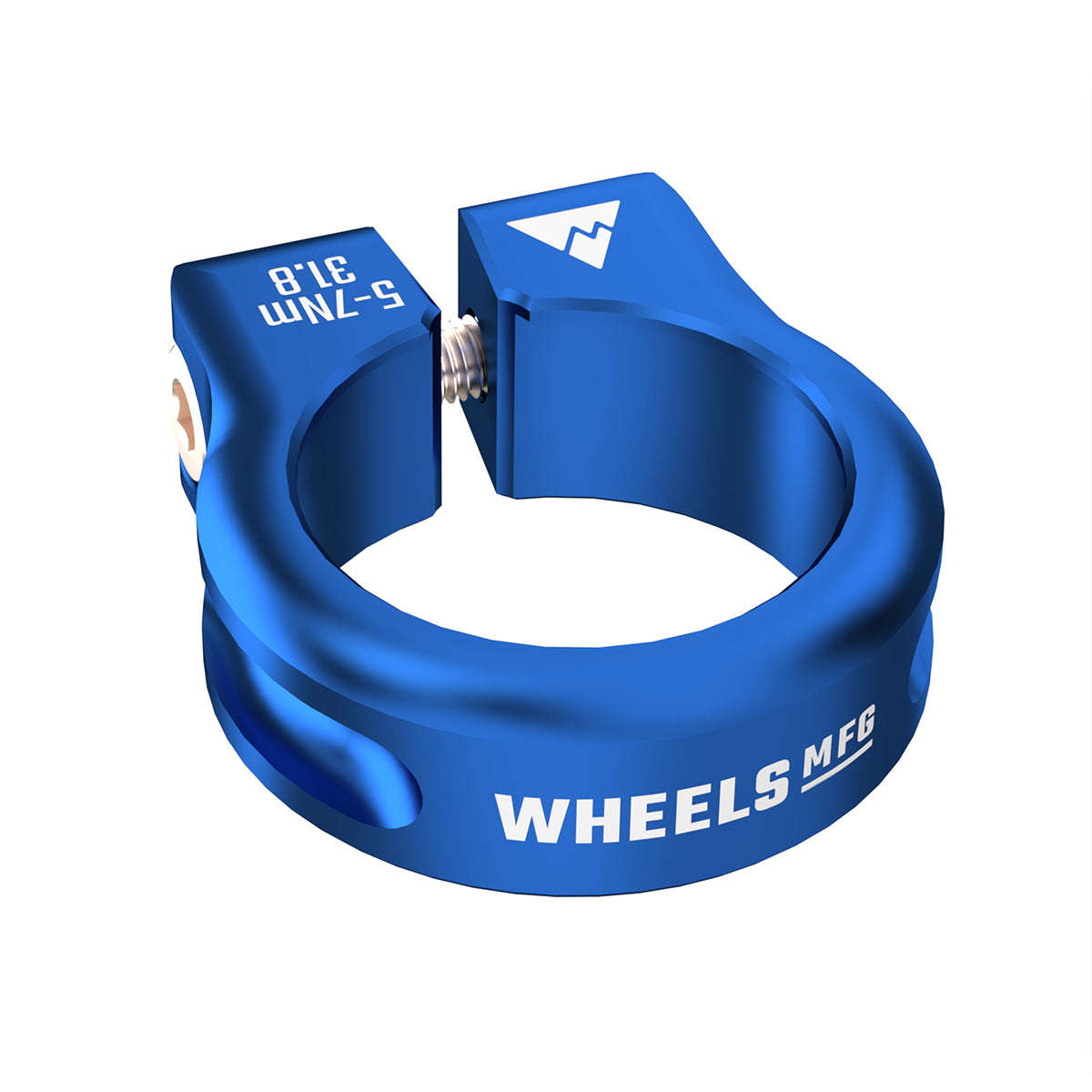 Abrazadera de tija de sillín atornillable Wheels Mfg de 31,8 mm, color azul
